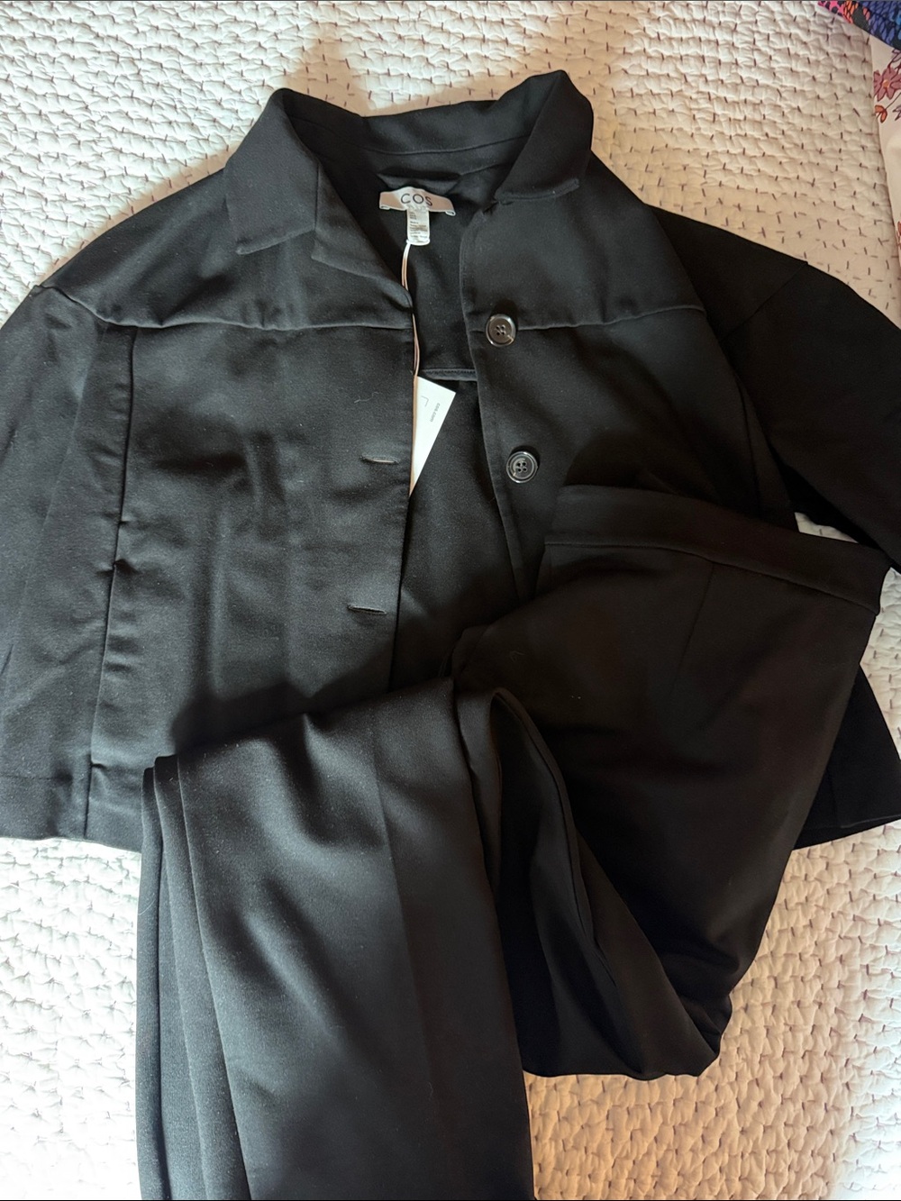 COS Black Cropped Jacket with Matching Trousers